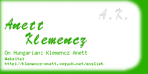 anett klemencz business card
